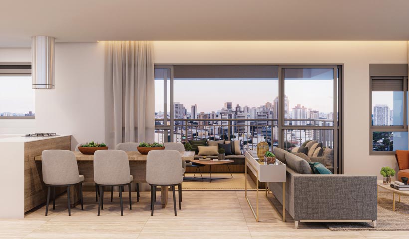 Eredità – Living do Apto. Opção. 130,71 m²
