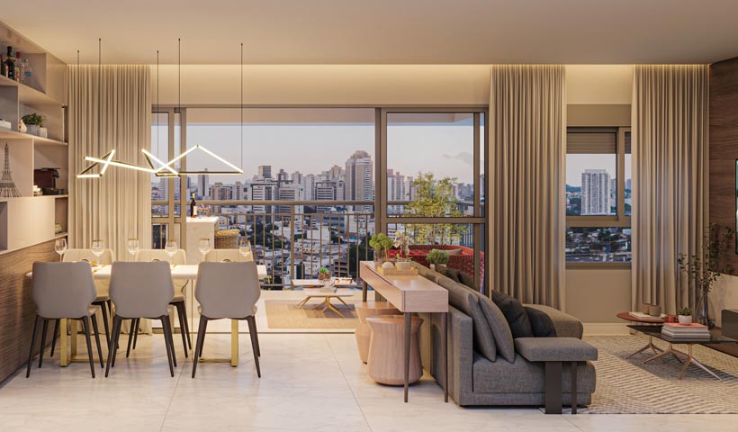 Eredità – Living do Apto. Opção. 92,65 m²