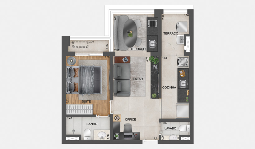 Exalt - Planta Tipo de 50 m²