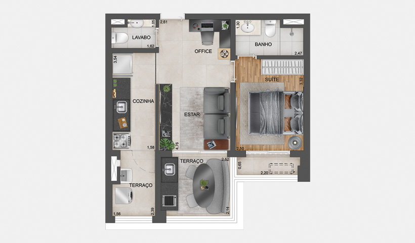 Exalt - Planta Tipo de 50 m²