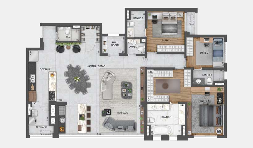 Expression - Planta Opção de 169 m²