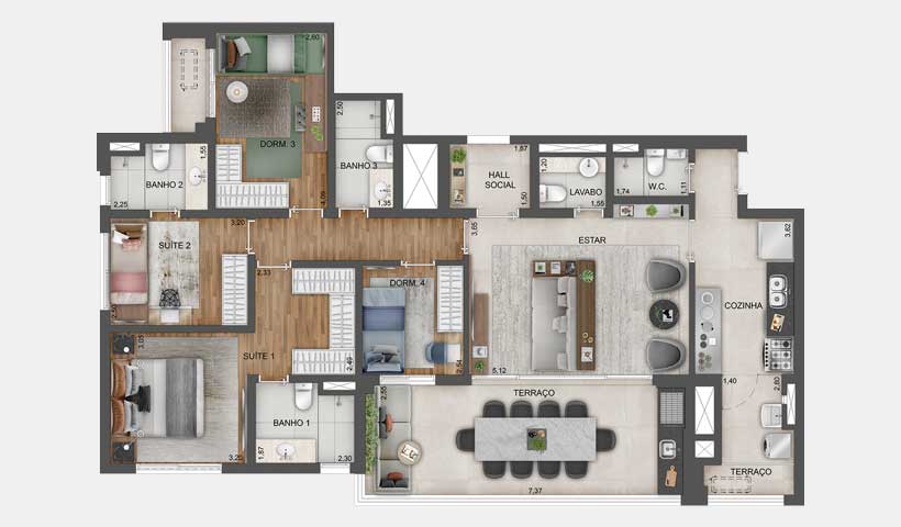 Expression - Planta Tipo de 141 m²