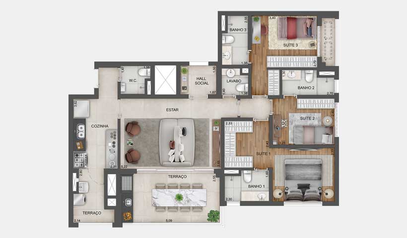 Expression - Planta Tipo de 122 m²
