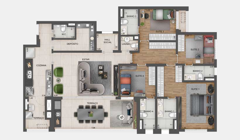 Expression - Planta Tipo de 169 m²