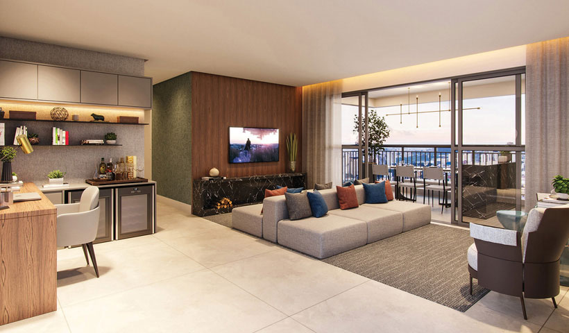 Gran Maia Piazza – Living do Apto. de 110 m²