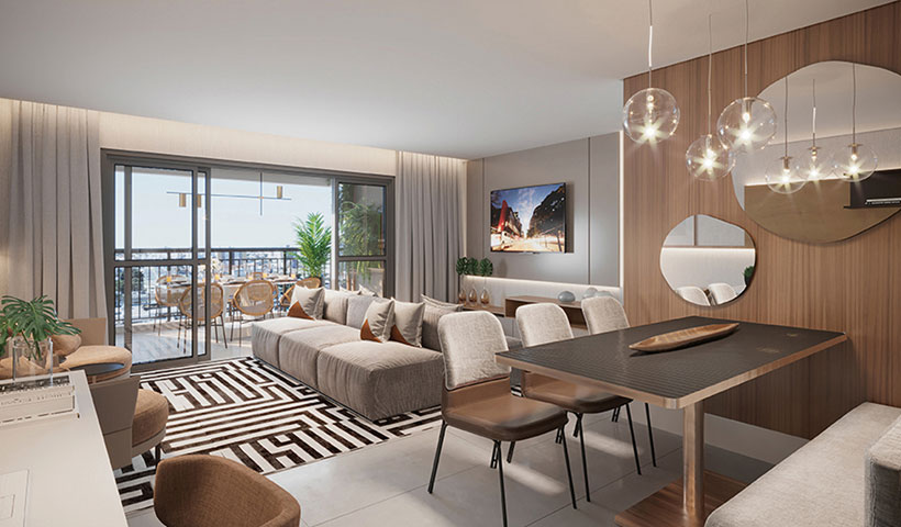 Gran Maia Piazza – Living do Apto. de 88 m²