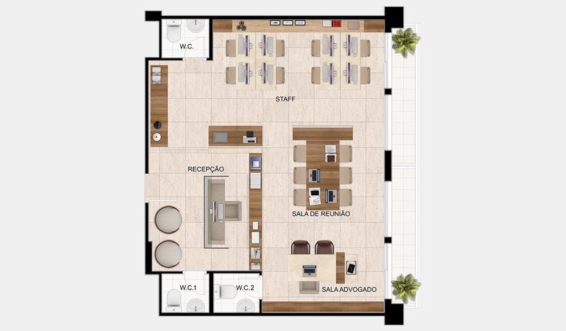 GreenWork – Planta da sala de advocacia