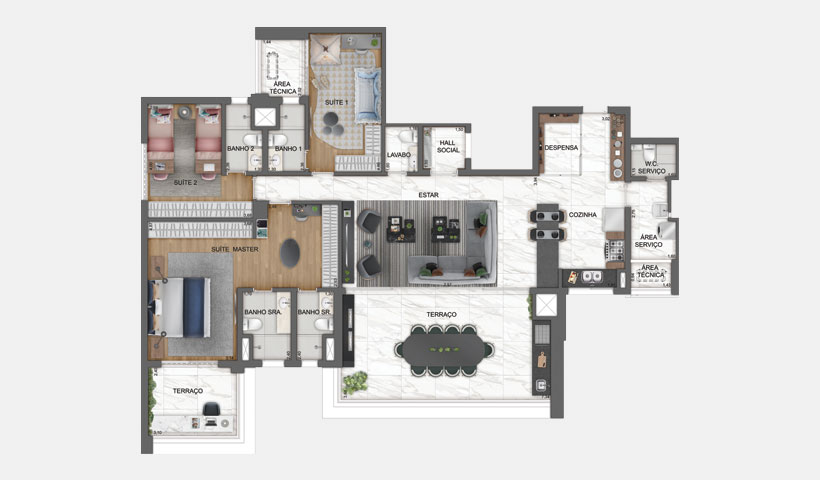 Haute Brooklin – Planta Opção do Apto. de 185 m²