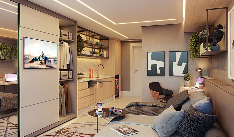Id Paraíso – Living do Studio Não Residencial de 21 m²