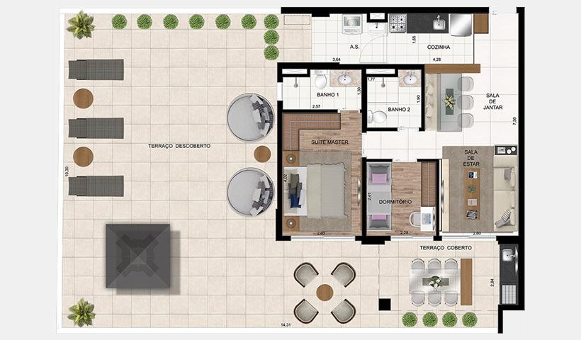 In Design Liberdade – Planta de 162 m² 2 dorms.