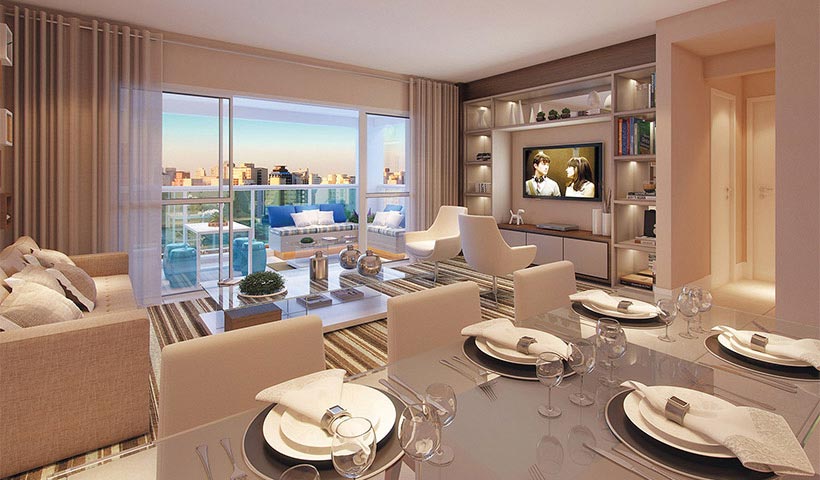 Jardins do Brasil Atlântica – Living de 90 m²