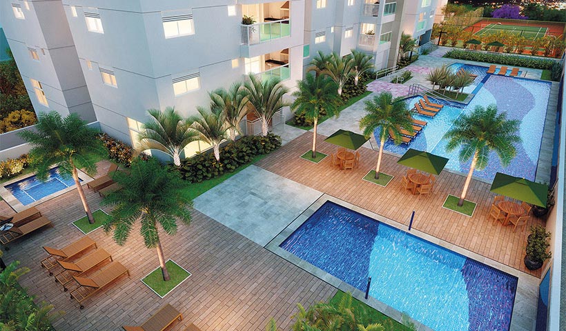 Jardins do Brasil Atlântica – Voo noturno com piscina de biribol