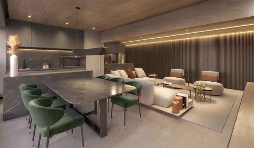 Jota Vila Mariana – living de 120 m² decorado residencial