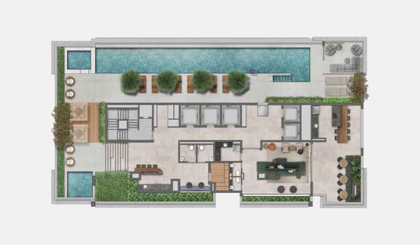 Jota Vila Mariana – Implantação do Lazer Residencial - 28º pav.