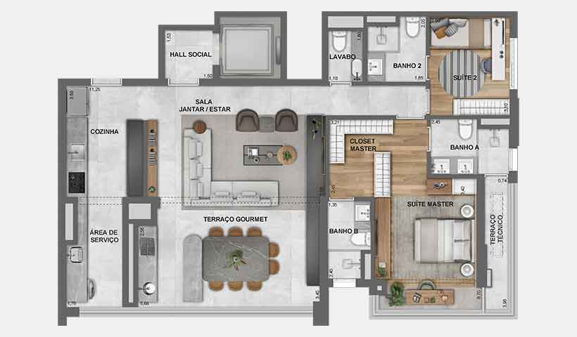 Jota Vila Mariana – Planta Opção de 119 m²