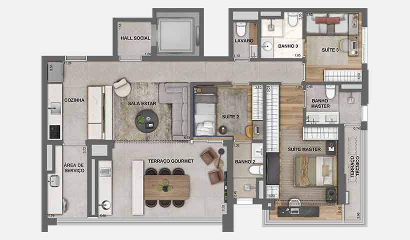 Jota Vila Mariana – Planta Tipo de 119 m²
