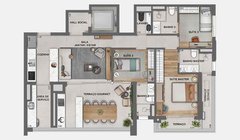 Jota Vila Mariana – Planta Tipo de 119 m²