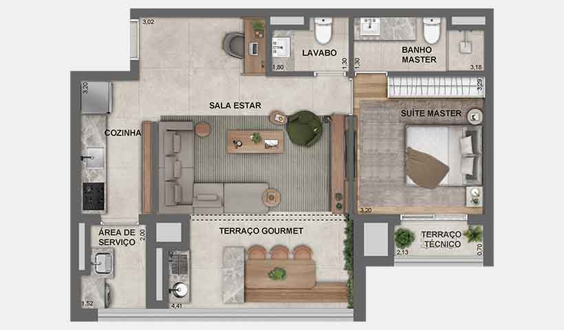 Jota Vila Mariana – Planta Opção de 66 m²
