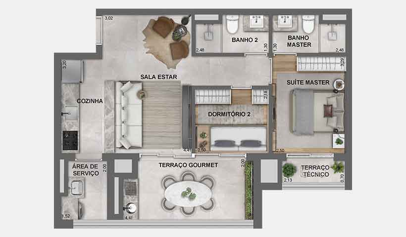 Jota Vila Mariana – Planta Tipo de 66 m²
