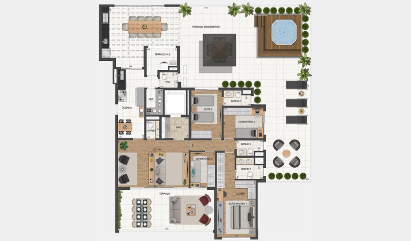 Le Jardin Ibirapuera – Planta tipo do apto. garden de 304 m²