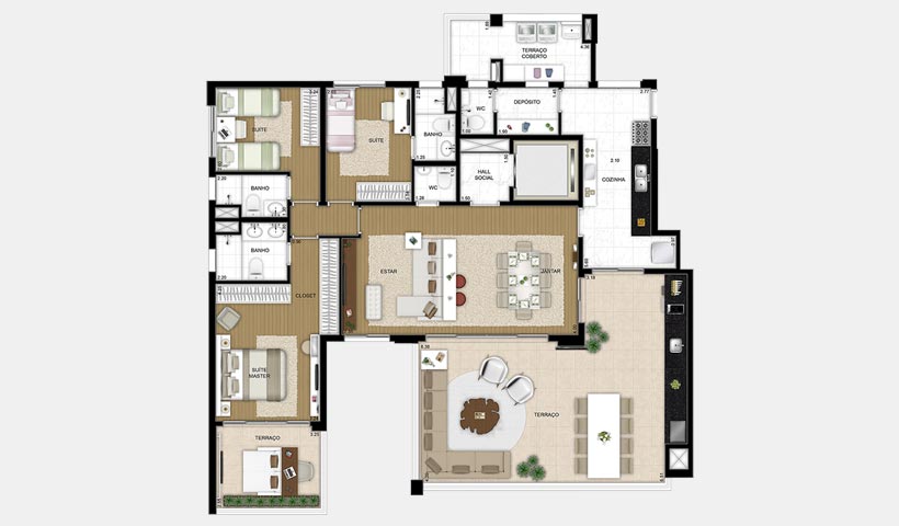 Le Premier Paraíso – Planta opção 181 m²