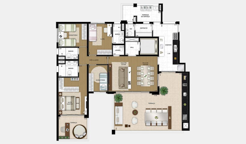 Le Premier Paraíso – Planta tipo 181 m²