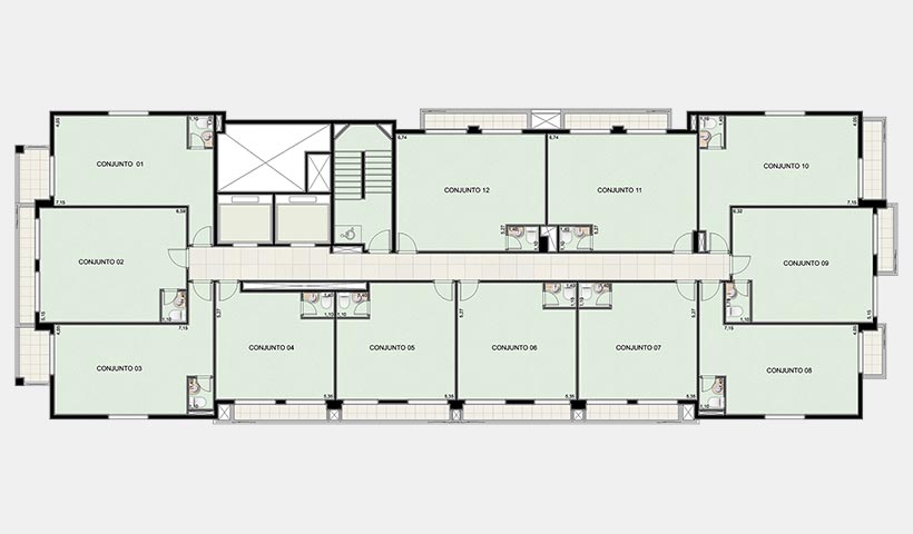 Neo Offices – Planta pavimento 3º ao 9º andar