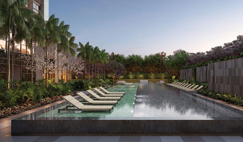 Pátrio Ibirapuera - Perspectiva Ilustrada da Piscina Adulto de 25 m com iluminação de LED