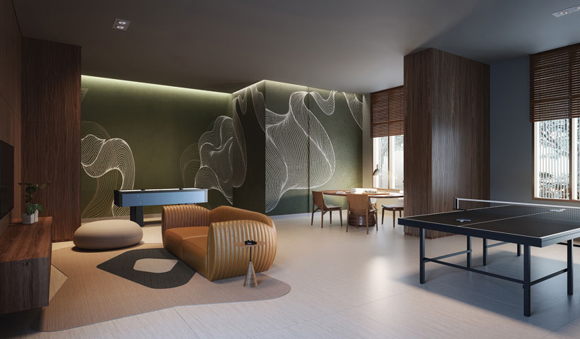 Pátrio Ibirapuera - Perspectiva Ilustrada do Salão de Jogos