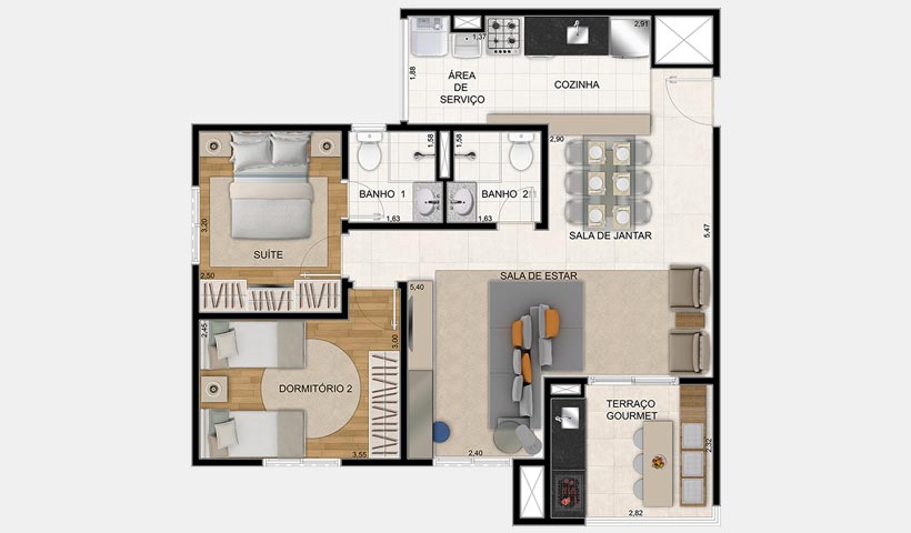 Prime House Parque Bussocaba – Planta 70 m² 2 dorms.
