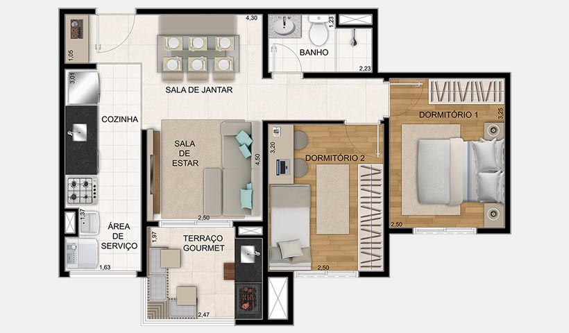 Prime House Parque Bussocaba – Planta 53 m² 2 dorms.