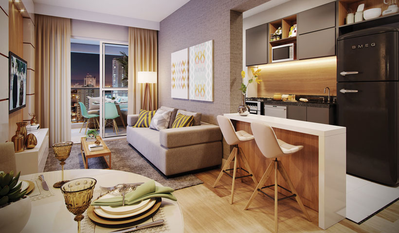 Reserva JB - Living do Apto. Tipo de 67 m²