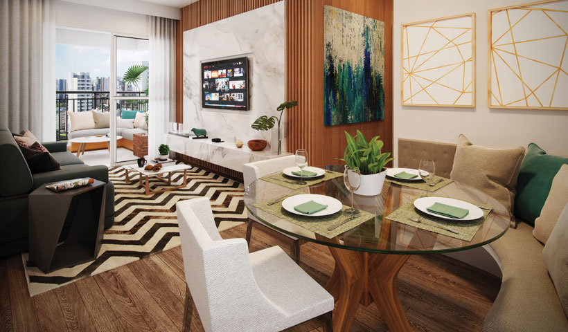 Reserva JB - Living do Apto. Tipo de 72 m²