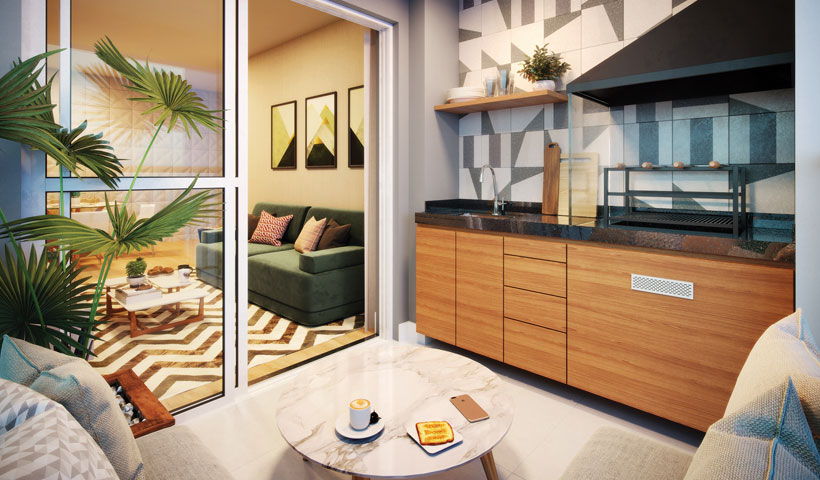 Reserva JB - Living do Terraço do Apto. Tipo de 72 m²