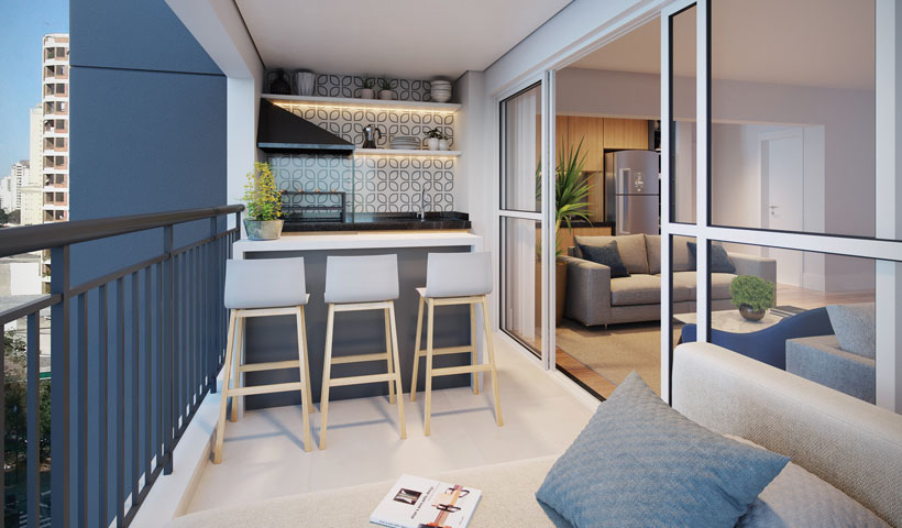 Reserva JB - Living do Terraço do Apto. Tipo de 91 m²