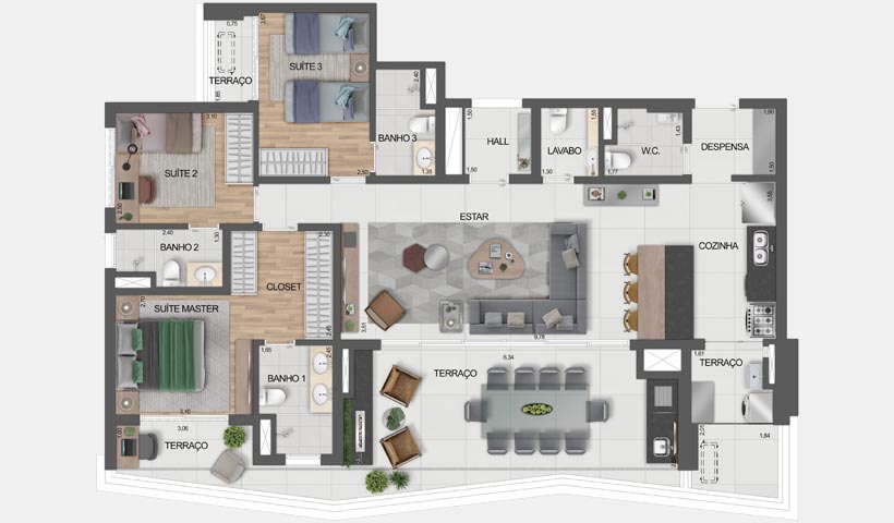 Signature by Ott – Planta Opção de 144 m²