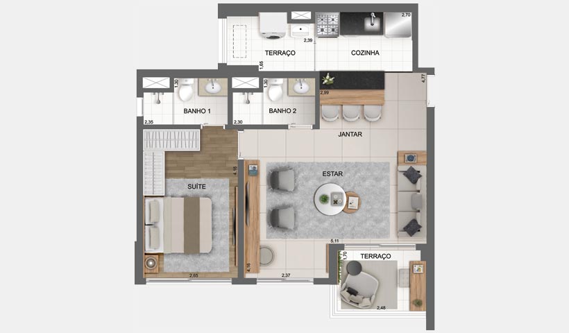 Sky House - Planta opção de 61 m² - Final 3