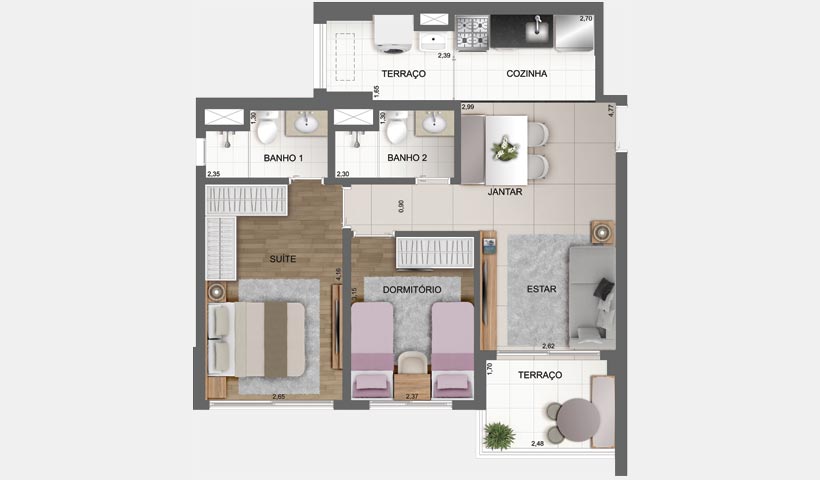 Sky House – Planta tipo de 61 m² - Final 3