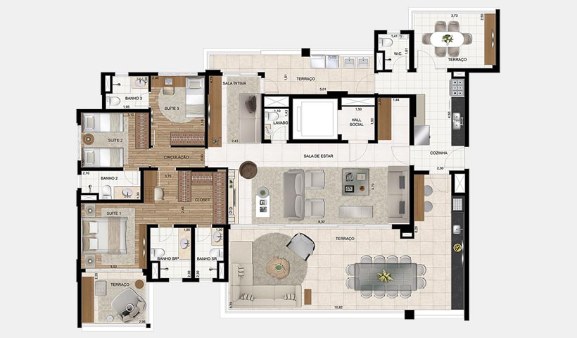 Splendor Brooklin – Planta 213 m² 3 suítes