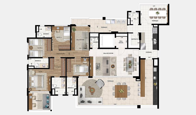 Splendor Brooklin – Planta 213 m² 4 suítes