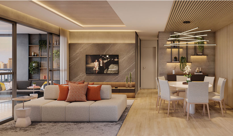 Emerald - Living Ampliado do Apto. de 112 m²