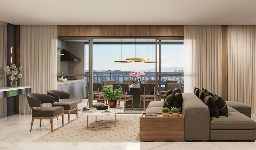 Emerald - Living Ampliado do Apto. de 152 m²