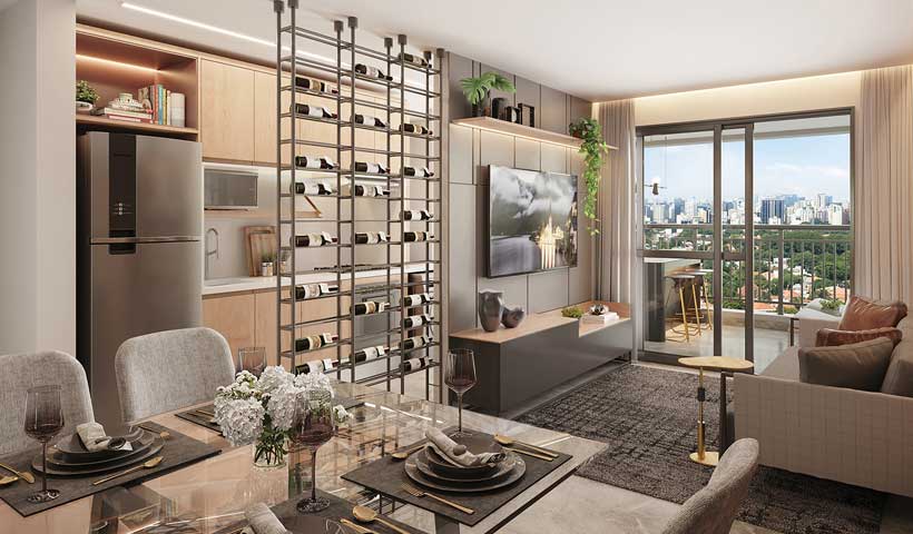 Tourmaline – Living do Apto. de 69 m²