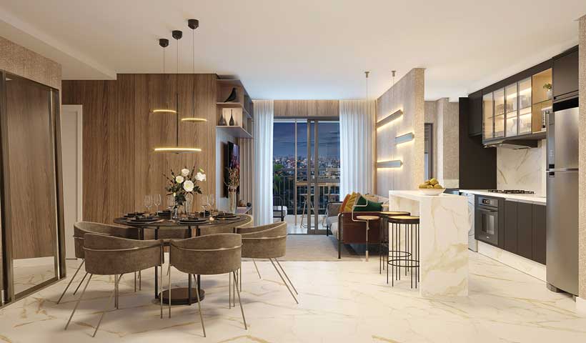 Tourmaline – Living do Apto. de 80 m²