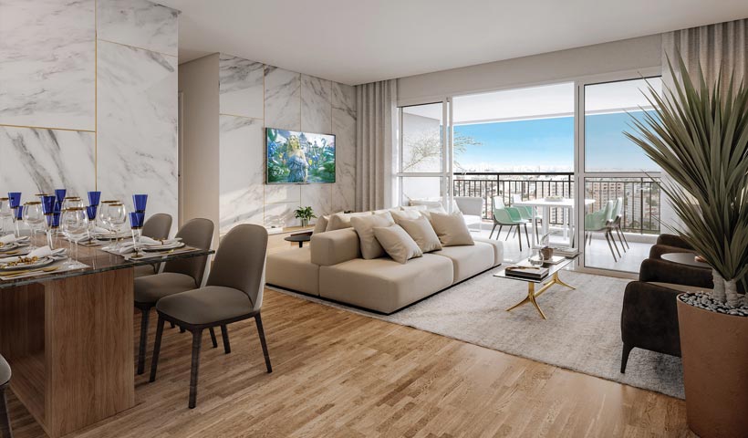 Vértiz Vila Mascote – Living do apto. de 100 m² - Final 1