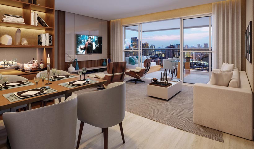 Vértiz Vila Mascote – Living do apto. de 81 m² - Final 3