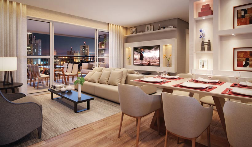 Vértiz Vila Mascote – Living do apto. de 81 m² - Final 4