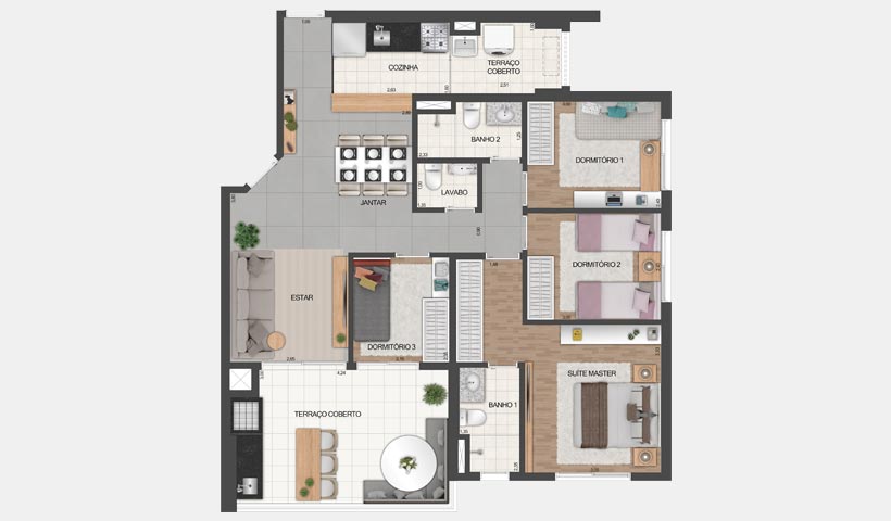 Vértiz Vila Mascote – Planta tipo do apto. de 100 m² - Final 2