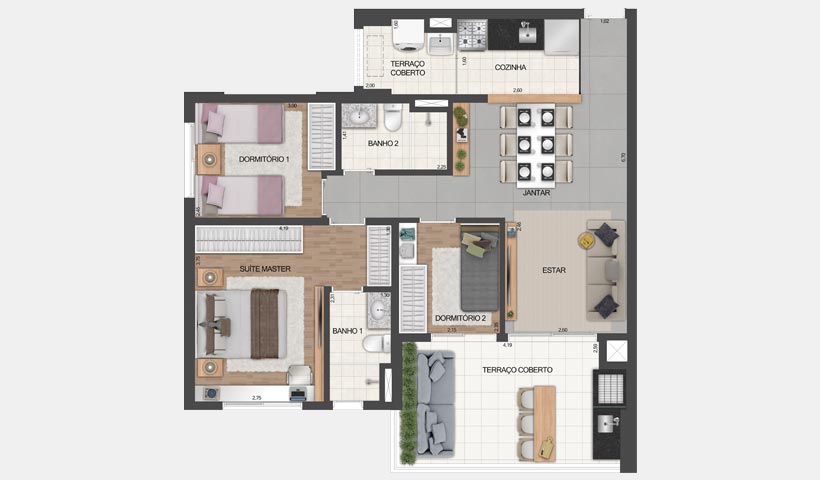 Vértiz Vila Mascote – Planta tipo do apto. de 81 m² - Final 4