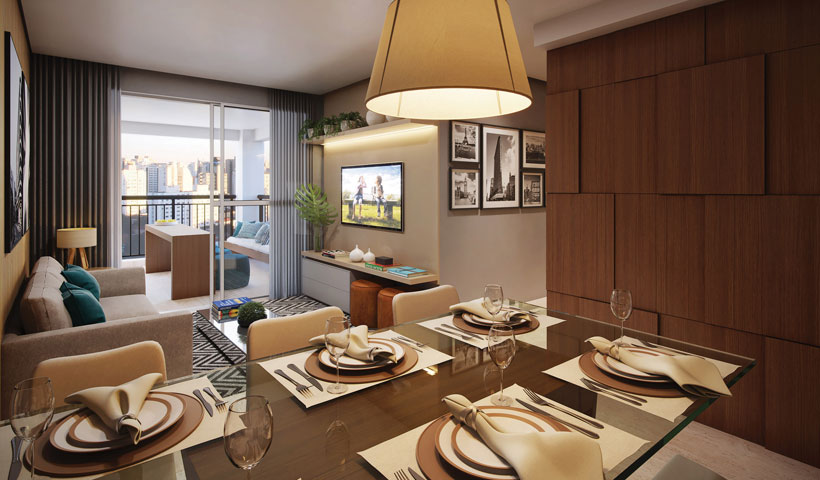 Vértiz – Living do apto. de 66 m²